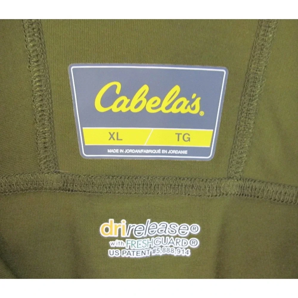 Cabela's Dri Release 1/4 Zip‎ Olive Green Long Sleeve Pullover Men's XL